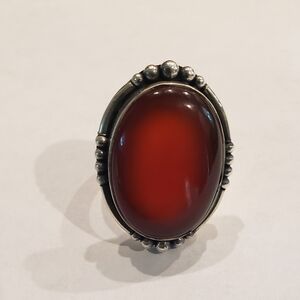Red Onyx ring 925 sterling silver size 6.